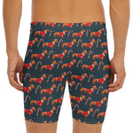 Xmas Dachshund Pattern Print Men's Long Boxer Briefs