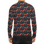 Xmas Dachshund Pattern Print Men's Long Sleeve Rash Guard