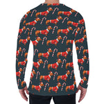 Xmas Dachshund Pattern Print Men's Long Sleeve T-Shirt