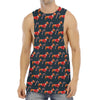 Xmas Dachshund Pattern Print Men's Muscle Tank Top