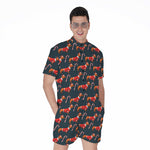 Xmas Dachshund Pattern Print Men's Rompers