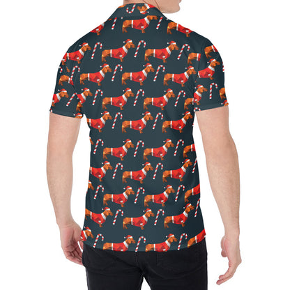 Xmas Dachshund Pattern Print Men's Shirt