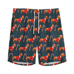 Xmas Dachshund Pattern Print Men's Sports Shorts