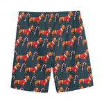 Xmas Dachshund Pattern Print Men's Sports Shorts