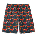 Xmas Dachshund Pattern Print Men's Swim Trunks