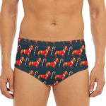 Xmas Dachshund Pattern Print Men's Triangle Swim Briefs