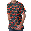 Xmas Dachshund Pattern Print Men's Velvet T-Shirt