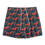 Xmas Dachshund Pattern Print Mesh Shorts