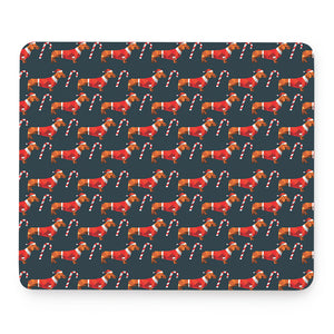 Xmas Dachshund Pattern Print Mouse Pad