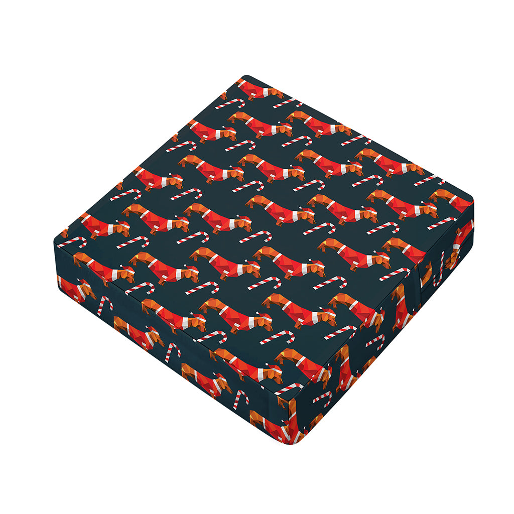 Xmas Dachshund Pattern Print Outdoor Seat Cushion Cover