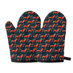 Xmas Dachshund Pattern Print Oven Mitts
