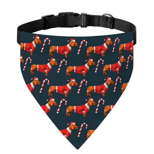 Xmas Dachshund Pattern Print Over The Collar Dog Bandana