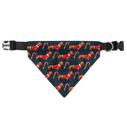 Xmas Dachshund Pattern Print Over The Collar Dog Bandana