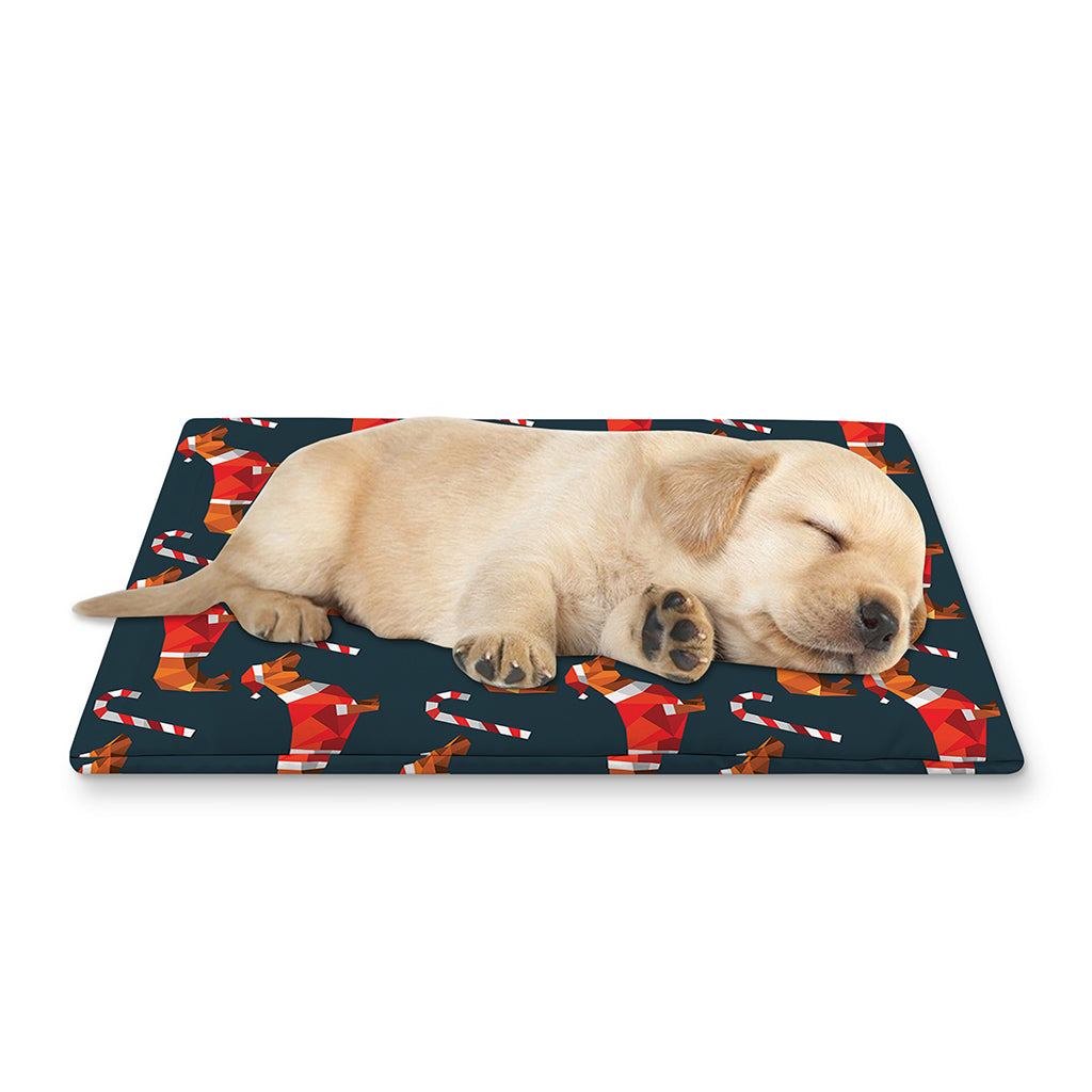 Xmas Dachshund Pattern Print Pet Cooling Mat Cover