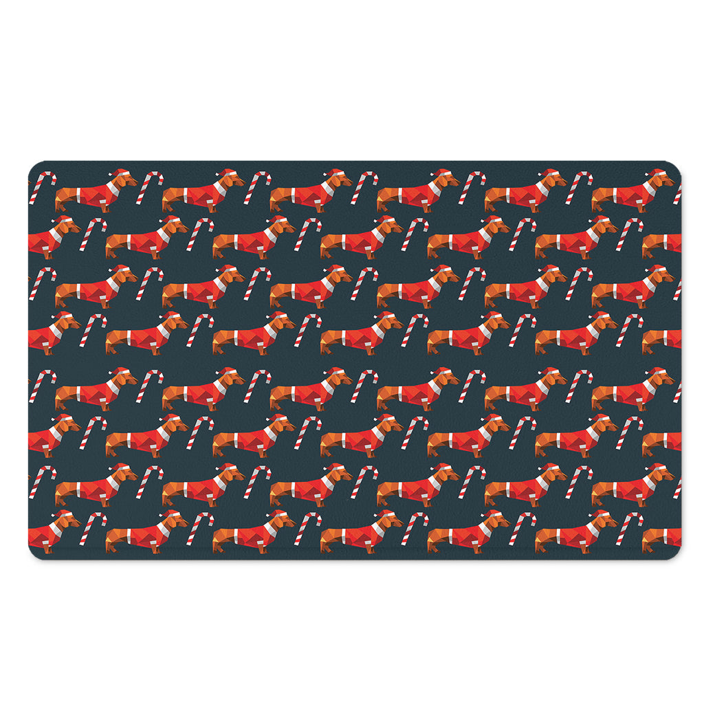 Xmas Dachshund Pattern Print Polyester Doormat