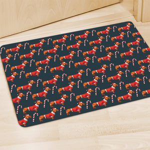 Xmas Dachshund Pattern Print Polyester Doormat