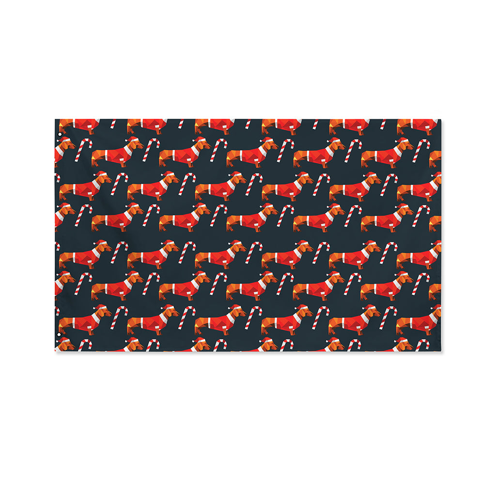 Xmas Dachshund Pattern Print Polyester Flag