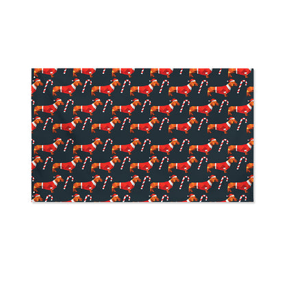 Xmas Dachshund Pattern Print Polyester Flag