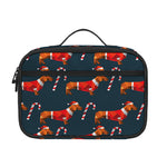 Xmas Dachshund Pattern Print Portable Lunch Bag