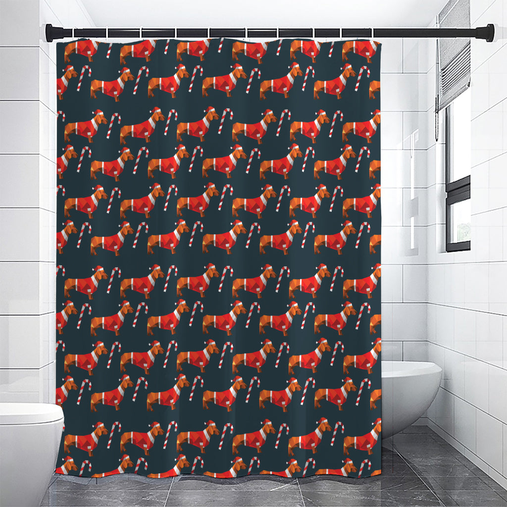 Xmas Dachshund Pattern Print Premium Shower Curtain