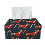 Xmas Dachshund Pattern Print Rectangle Tissue Box Cover