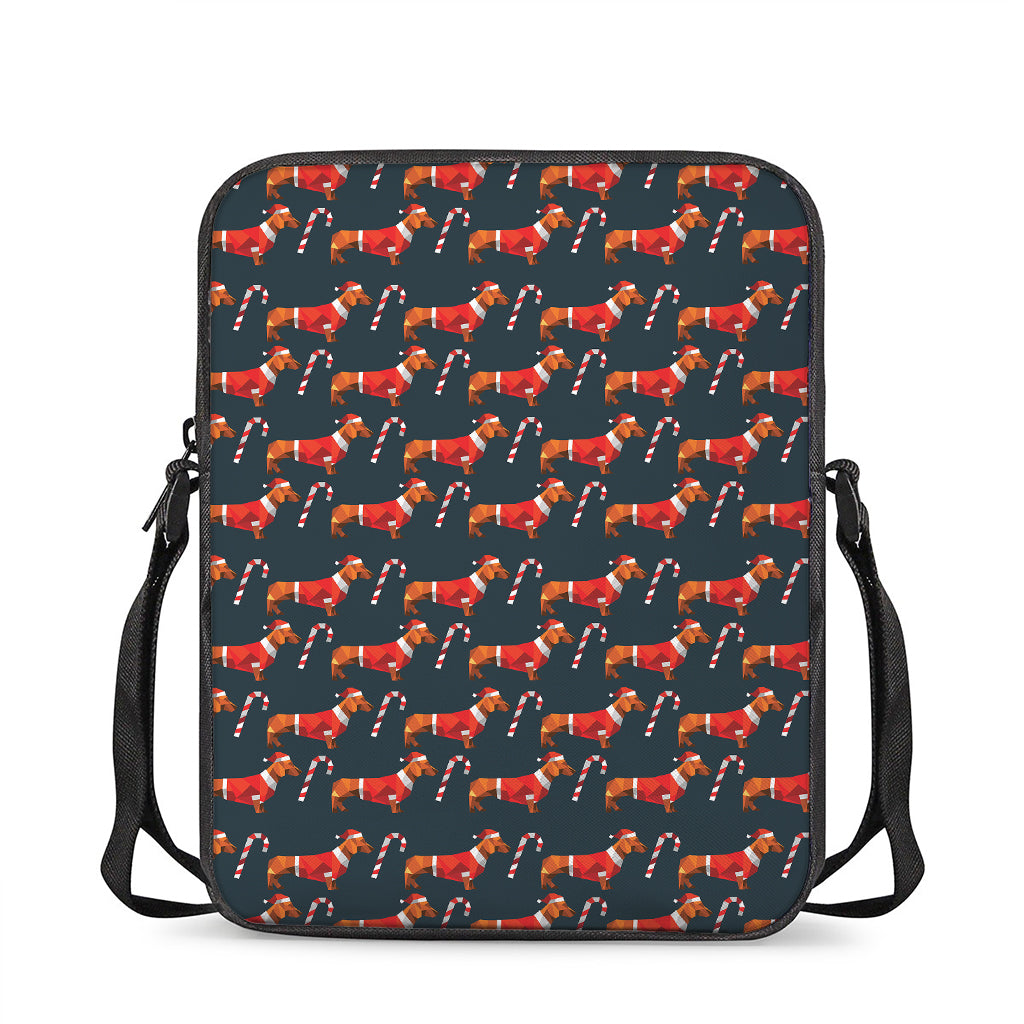 Xmas Dachshund Pattern Print Rectangular Crossbody Bag