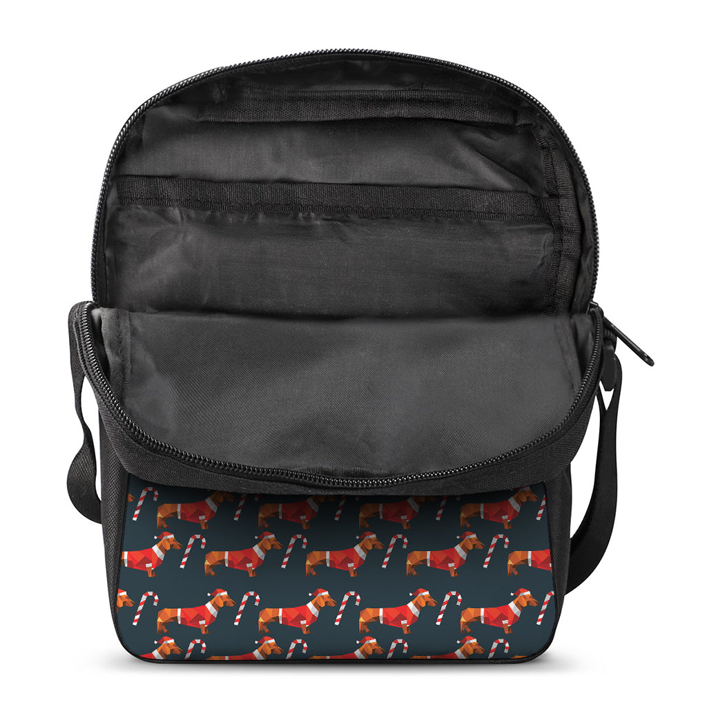 Xmas Dachshund Pattern Print Rectangular Crossbody Bag