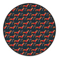 Xmas Dachshund Pattern Print Round Floor Mat