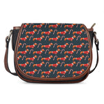 Xmas Dachshund Pattern Print Saddle Bag