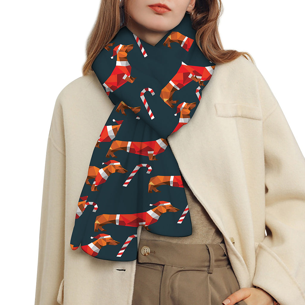 Xmas Dachshund Pattern Print Scarf