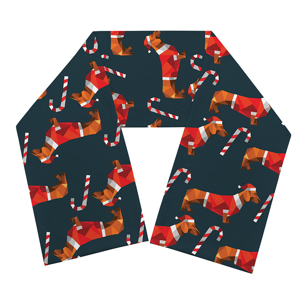 Xmas Dachshund Pattern Print Scarf