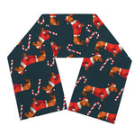 Xmas Dachshund Pattern Print Scarf