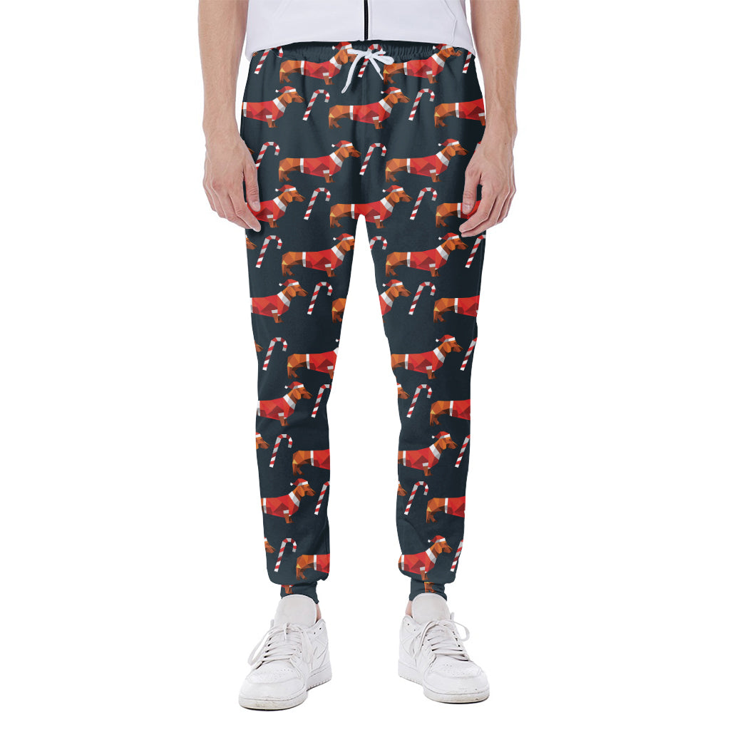 Xmas Dachshund Pattern Print Scuba Joggers