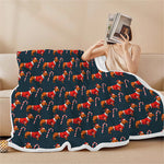 Xmas Dachshund Pattern Print Sherpa Blanket
