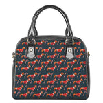 Xmas Dachshund Pattern Print Shoulder Handbag