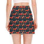 Xmas Dachshund Pattern Print Side Slit Mini Skirt