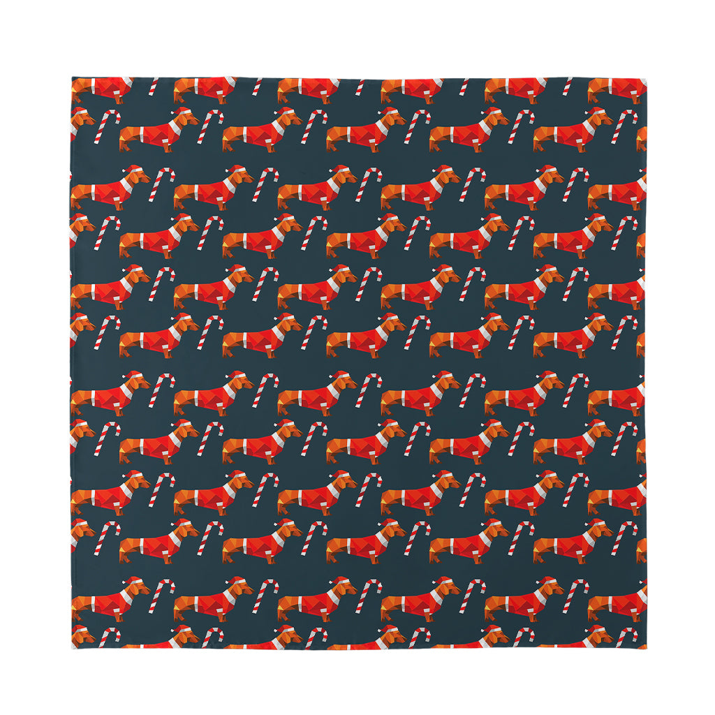 Xmas Dachshund Pattern Print Silk Bandana