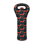 Xmas Dachshund Pattern Print Single Neoprene Wine Tote