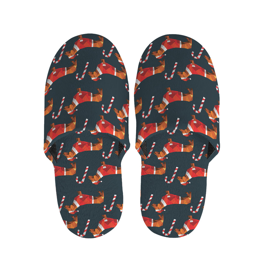 Xmas Dachshund Pattern Print Slippers