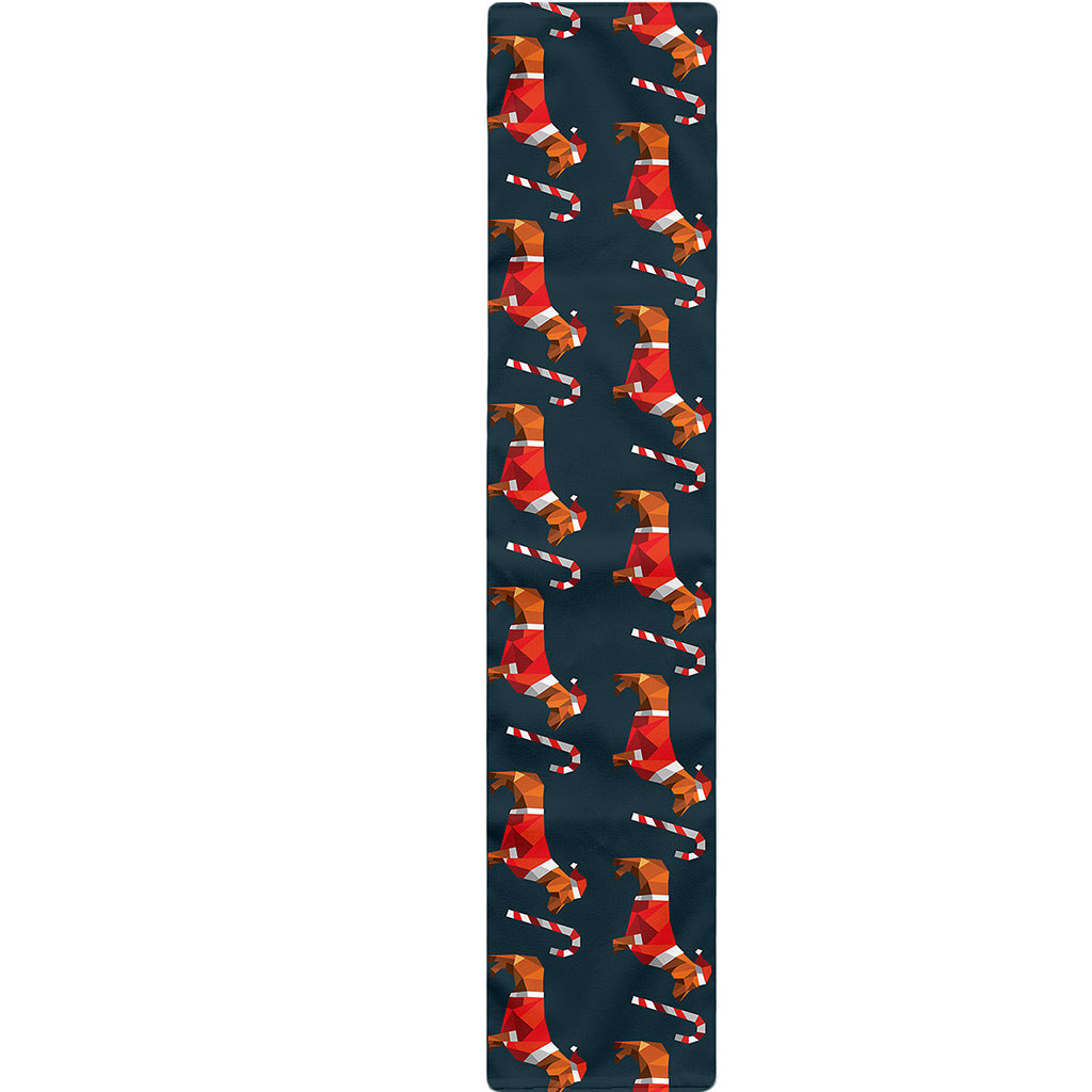 Xmas Dachshund Pattern Print Table Runner