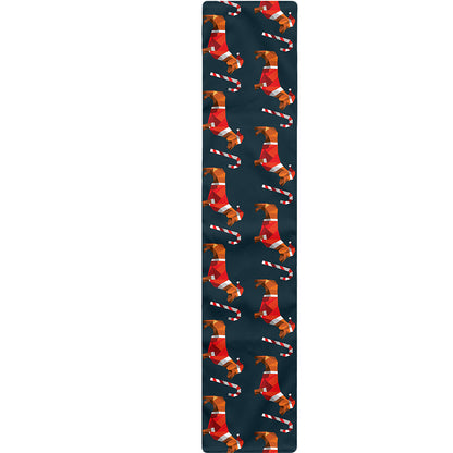 Xmas Dachshund Pattern Print Table Runner