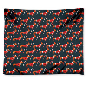 Xmas Dachshund Pattern Print Tapestry