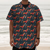 Xmas Dachshund Pattern Print Textured Short Sleeve Shirt