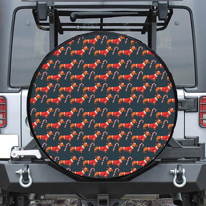 Xmas Dachshund Pattern Print Tire Cover