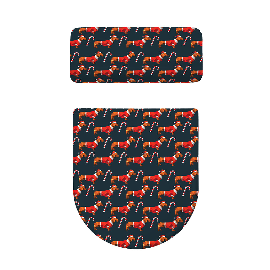 Xmas Dachshund Pattern Print Toilet Lid And Tank Cover Set