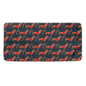 Xmas Dachshund Pattern Print Towel