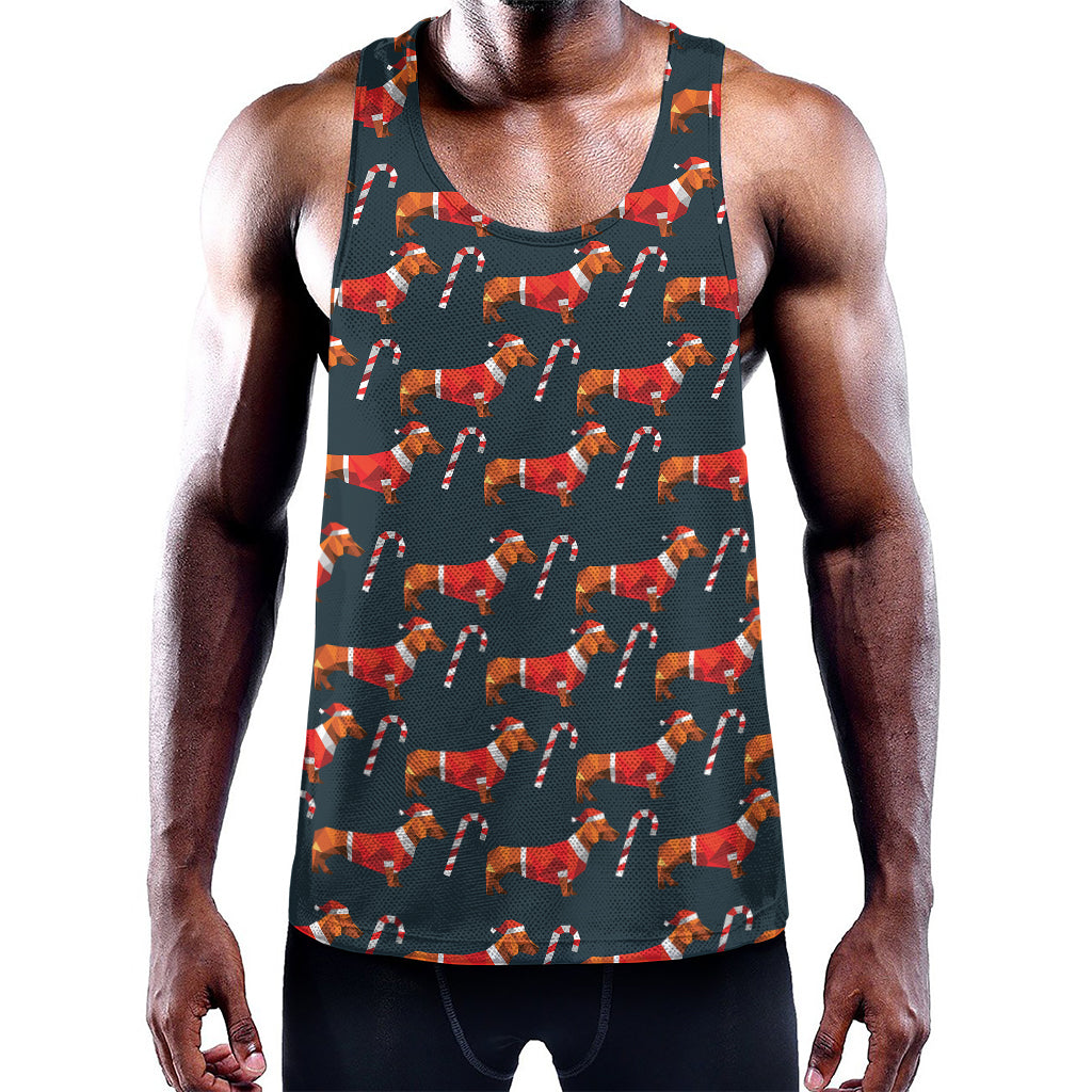 Xmas Dachshund Pattern Print Training Tank Top