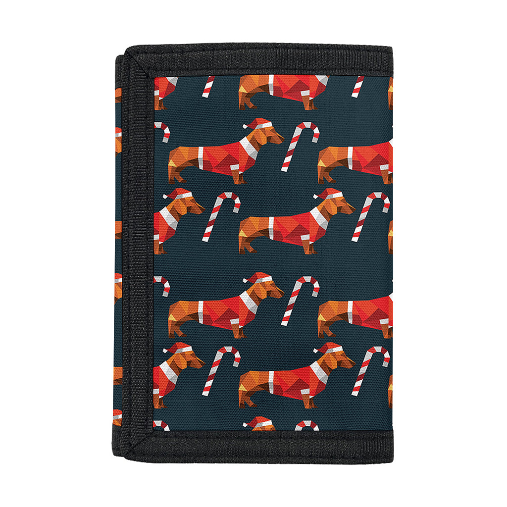 Xmas Dachshund Pattern Print Trifold Wallet