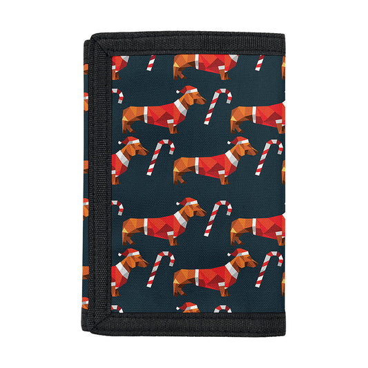 Xmas Dachshund Pattern Print Trifold Wallet