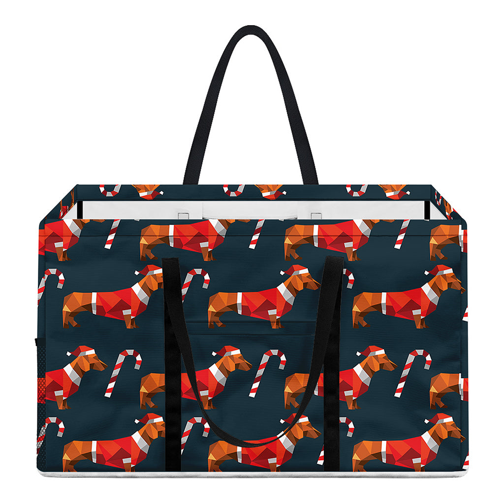 Xmas Dachshund Pattern Print Utility Tote Bag